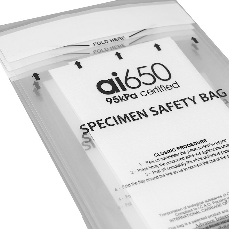 AI650 2ml толщиной LDPE полимедицинский образец передачи Ziplock мешки для лабораторий Три стены биологически опасные образцы Zipper мешки