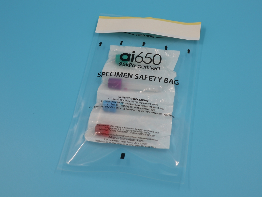 AI650 Медицинская лаборатория PE Пластиковый Ziplock Биоопасный пакет для образцов Патологическая тюленя Лабораторный пакет для образцов