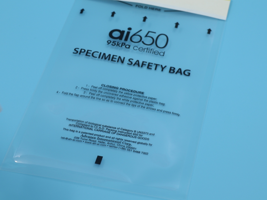 AI650 Медицинская лаборатория PE Пластиковый Ziplock Биоопасный пакет для образцов Патологическая тюленя Лабораторный пакет для образцов