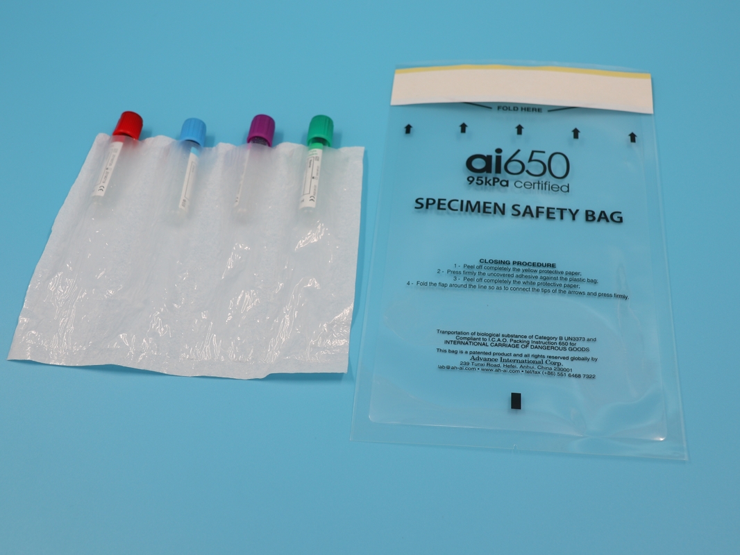 Одноразовые медицинские 4-слойные сумки для образцов 95kpa Ziplock Sealing Biohazard Transport Bags