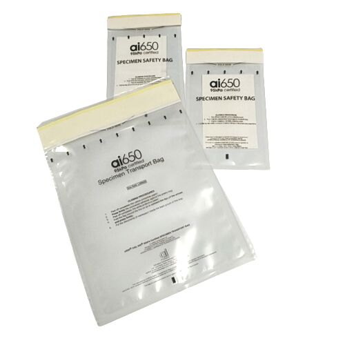 UN3373 Biohazard Specimen Transport Bag 95 KPa Leak-Proof Bag With 6 Bay Absorbent Pouch For Blood Collection Tubes