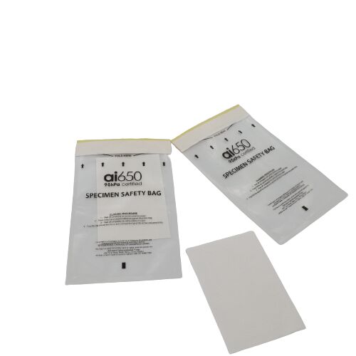 95 KPa Certified UN 3373 Specimen Bag Distributor Biohazard Specimen Bags Manufacturer AI 650 Model Available IATA Compliant